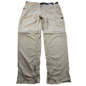 Outdoor element mens XL convertible zip off pants khaki nylon with belt * FLAWS^